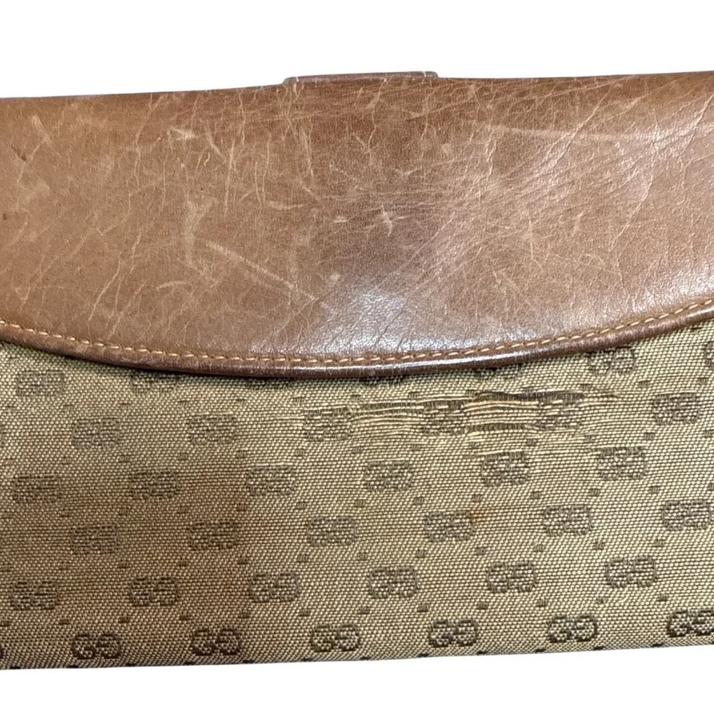 Vintage Gucci Micro GG Monogram Canvas Continental Wallet Brown Leather  Italy - Picture 3 of 12